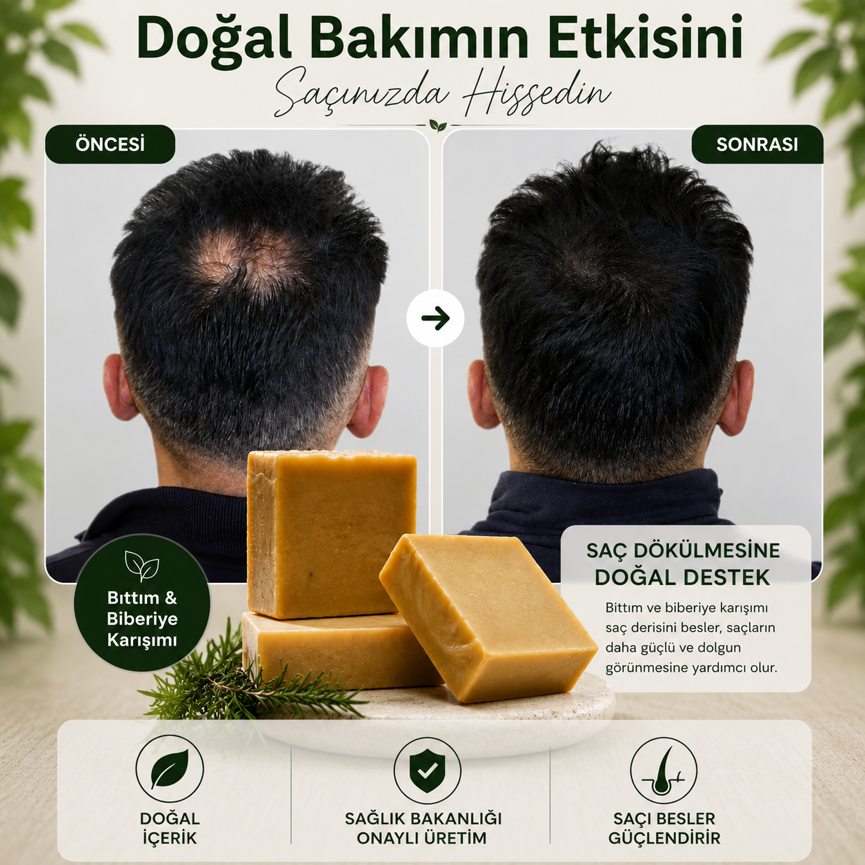 Bıttım & Biberiye Sabunu | Saç ve Cilt Canlandırıcı & Dökülme Karşıtı
