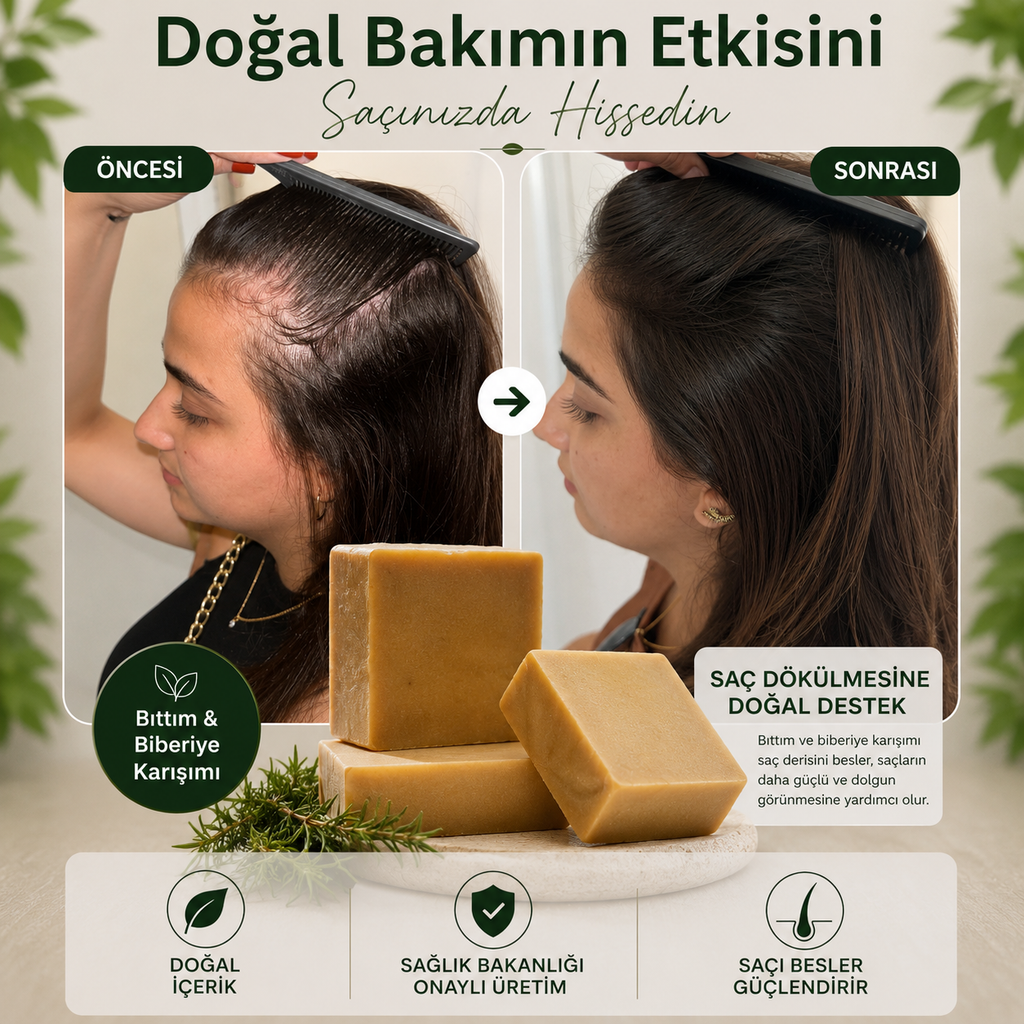 Bıttım & Biberiye Sabunu | Saç ve Cilt Canlandırıcı & Dökülme Karşıtı